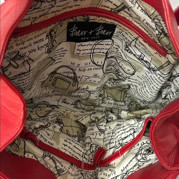 Barr + Barr Luxurious Red Leather Double Handle Travel Tote Bag Purse 🌺🌺 - Picture 8 of 11
